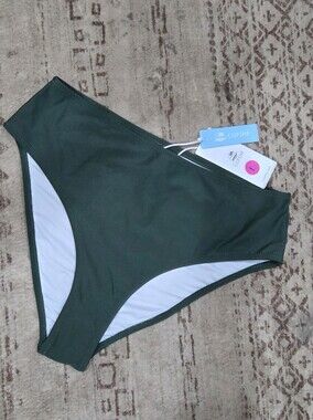 Cupshe Emerald High Waisted Or Rise Bikini Bottom New With Tags Size Large